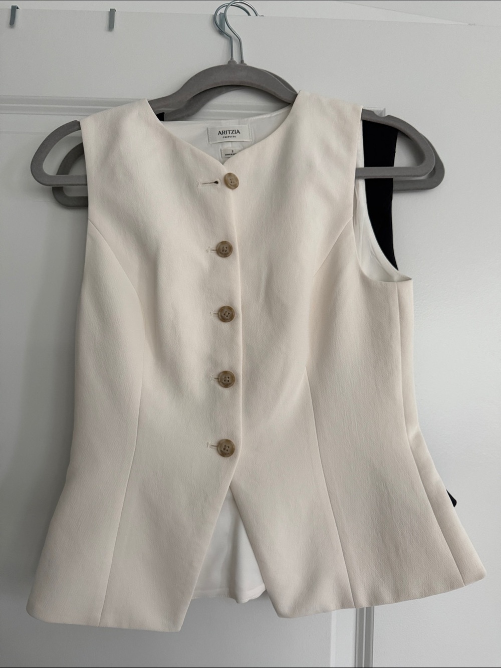 Aritzia Cream Button-Front Sleeveless Tunic